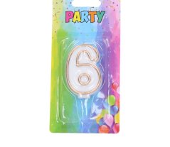 Sviečka narodeninová číslica 6, zlatá, 4 x 6 cm