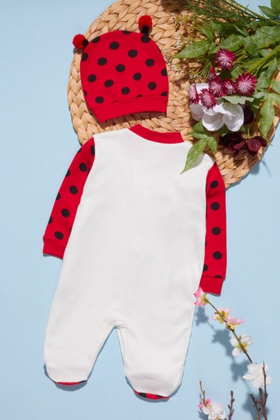 Set bebe salopetă si căciulă Buburuza