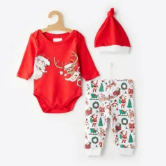 3D souprava body, tepláky a čepička Santa