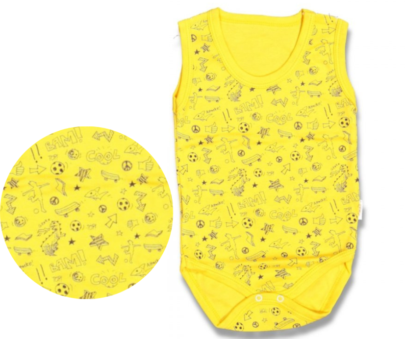 Body senza maniche per bambini giallo Cool