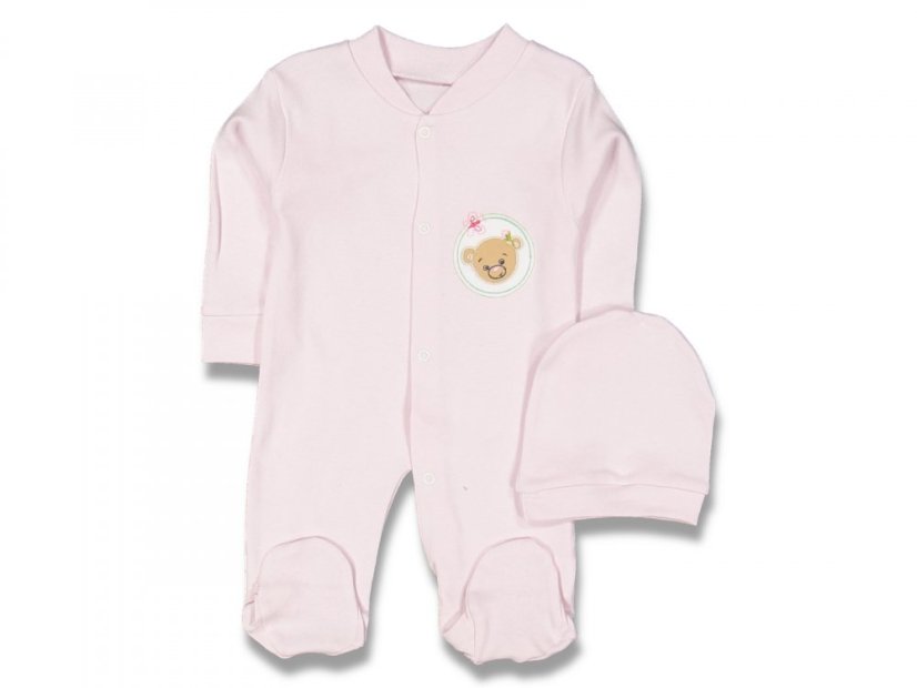 Tutina con cappello per neonata rosa 68