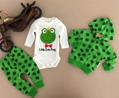 Set 3 piese pentru copii hanorac, pantaloni, body Broscuța