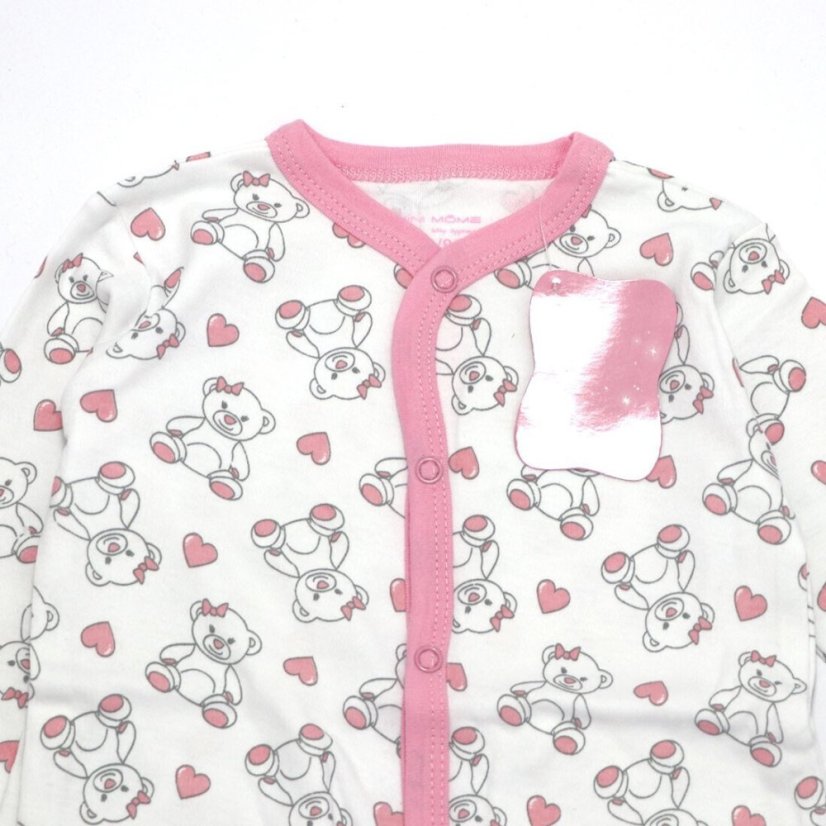 Pagliaccetto per bambini Orsetto e cuoricini bianco