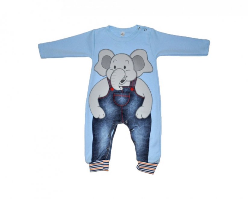 Bavlněný kojenecký overal Slon | modrá