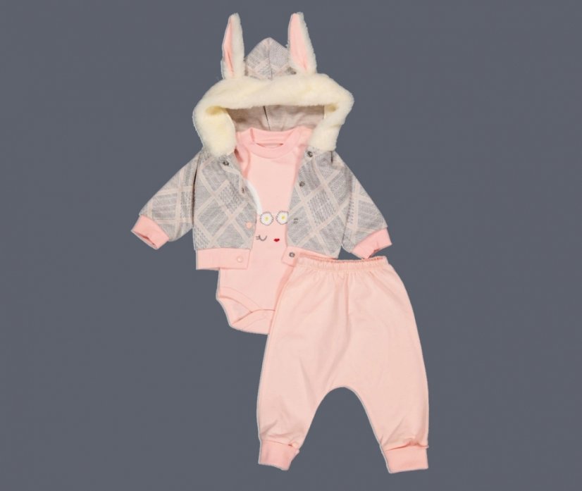 Set 3 piese hanorac, pantaloni, body Bunny