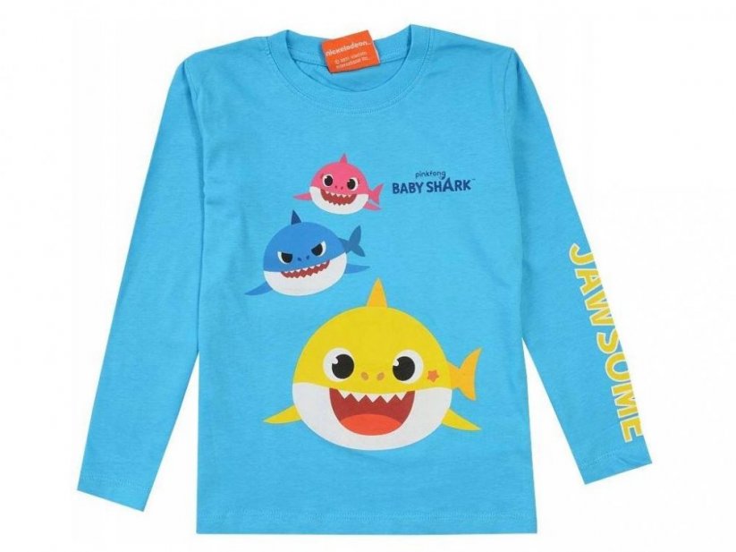 Detské tričko dl. rukáv Baby Shark modré