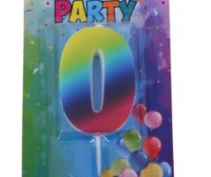 Svíčka narozeninová číslo 0, duhová, 4 x 6 cm