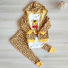 Set 3 piese pentru copii hanorac, pantaloni, body Girafa