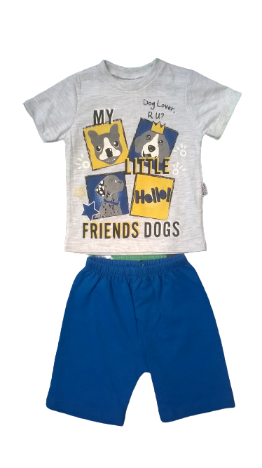 Set de vară pentru băieți- tricou și pantaloni scurți cu imprimeu FRIENDS DOGS