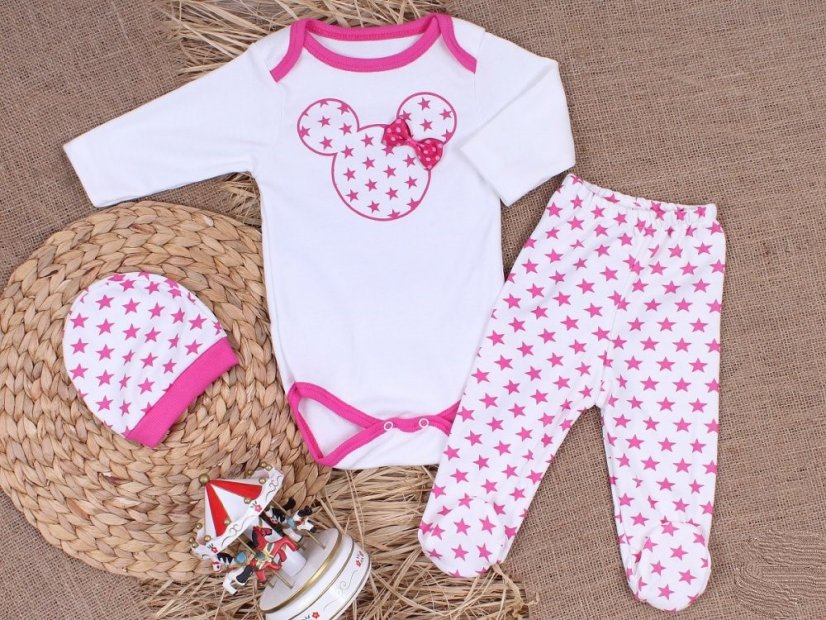 Set 3 pezzi per neonati-body-pantaloni con stivaletti-cappellino Minnie - Taglia: 56/62 ( 0-3 m)