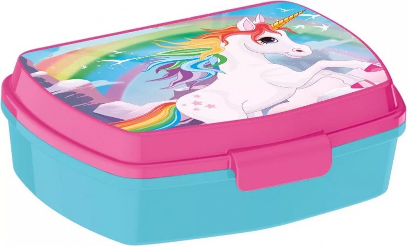 Dětský plastový svačinový box Unicorn