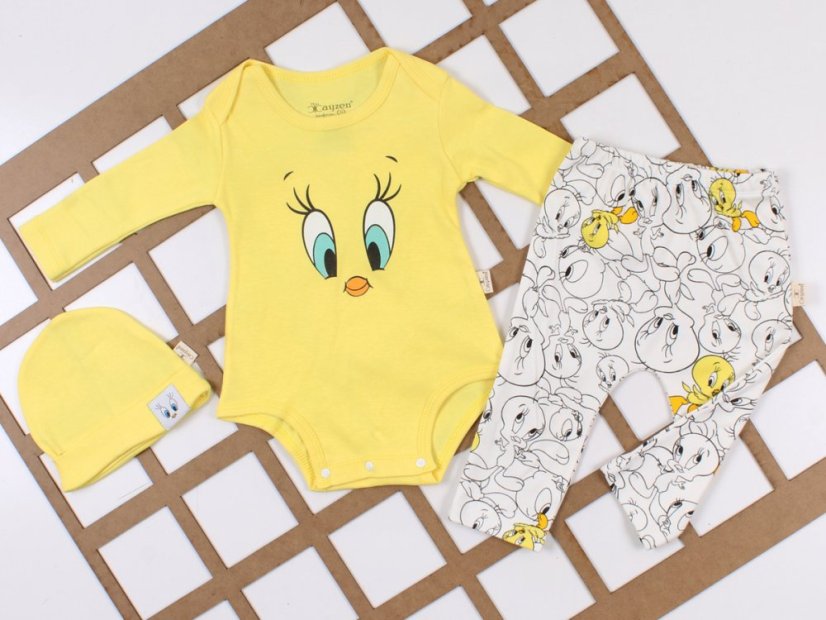 Completo neonati 3 pezzi cappellino, pantaloni, bodyTweety