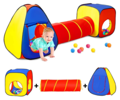 Dětský stan 3v1 Tipi + Tunel + Domeček 288 × 94 × 70 cm