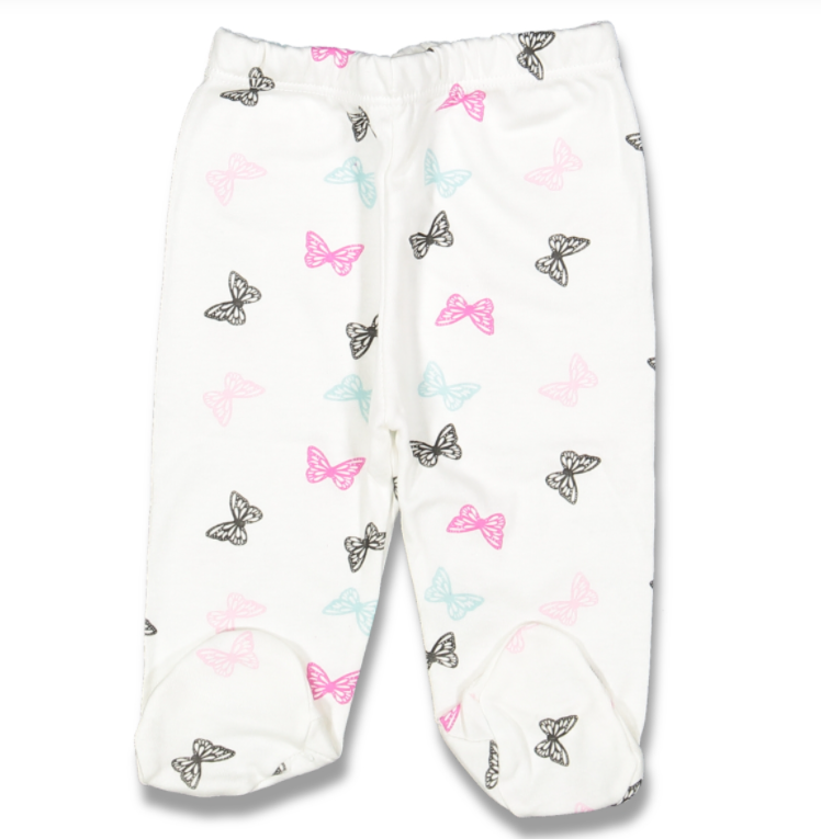 Pantaloni cu botoșei bebeluși Fluturaș | alb