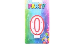 Candela di compleanno numero 0, rosso, 4 x 6 cm