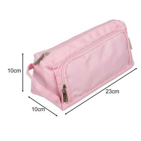 Růžový penál Oxford – dvojité zipy a rozměry 23×10×10 cm