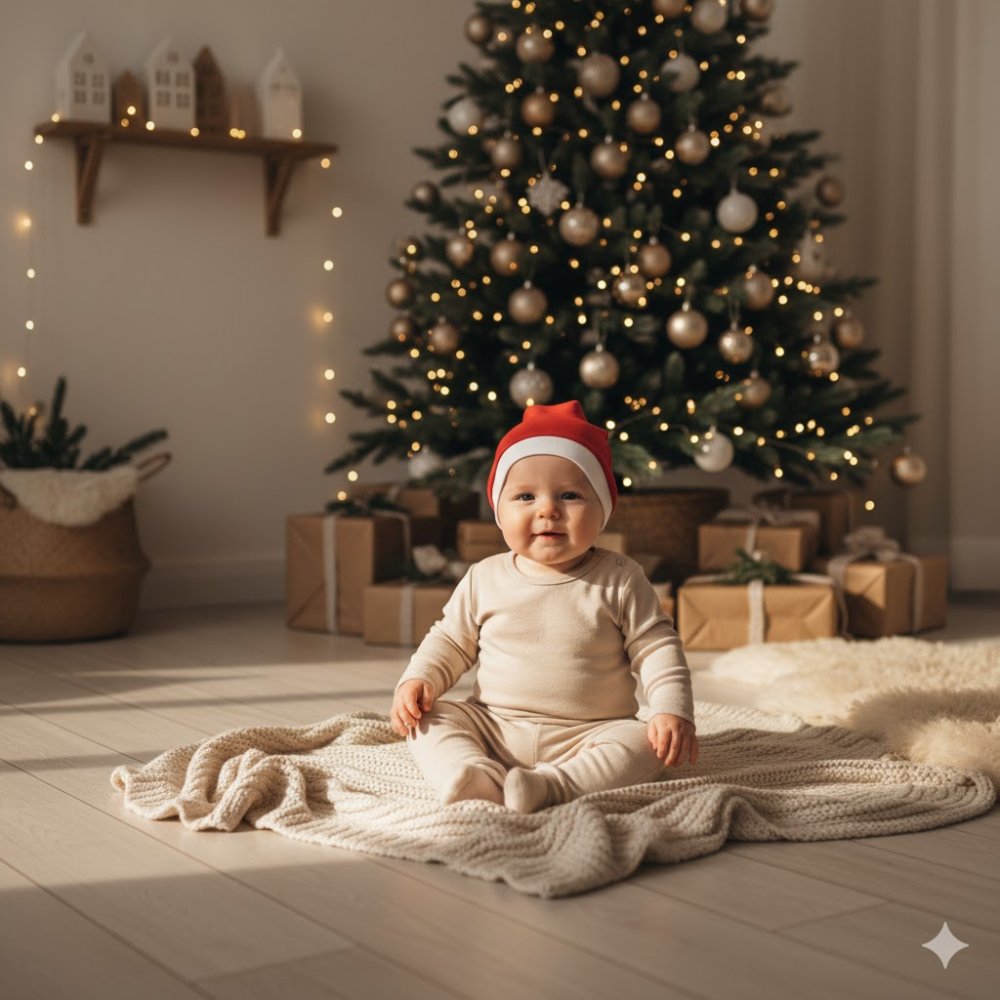 Interiér s vánoční výzdobou a miminkem – inspirace ARIAShop.cz